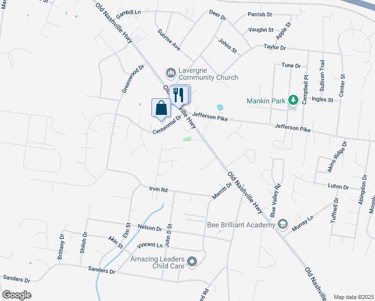 map of restaurants, bars, coffee shops, grocery stores, and more near 712 Seaton Court in La Vergne