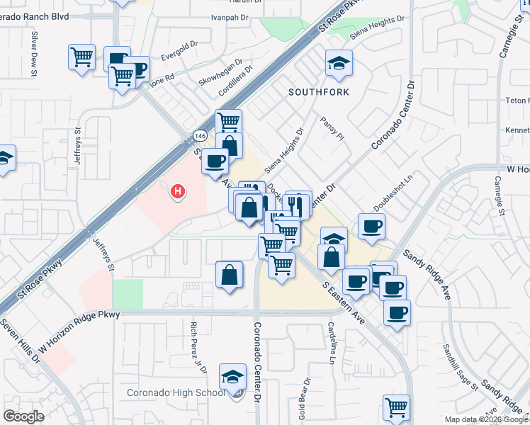 map of restaurants, bars, coffee shops, grocery stores, and more near 2749 Canarsy Court in Henderson