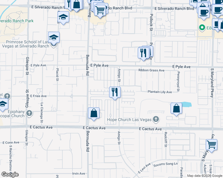 map of restaurants, bars, coffee shops, grocery stores, and more near 10254 Martinsburg Court in Las Vegas