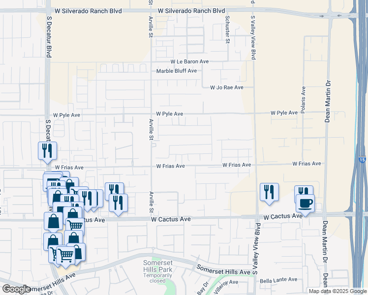 map of restaurants, bars, coffee shops, grocery stores, and more near 4191 Juniper Pear Avenue in Las Vegas