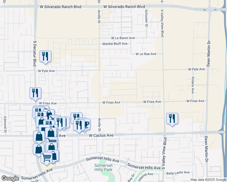 map of restaurants, bars, coffee shops, grocery stores, and more near 4255 Juniper Pear Avenue in Las Vegas