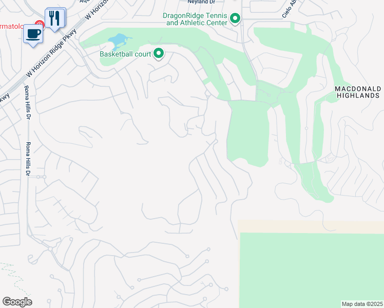 map of restaurants, bars, coffee shops, grocery stores, and more near 641 Dragon Peak Drive in Henderson