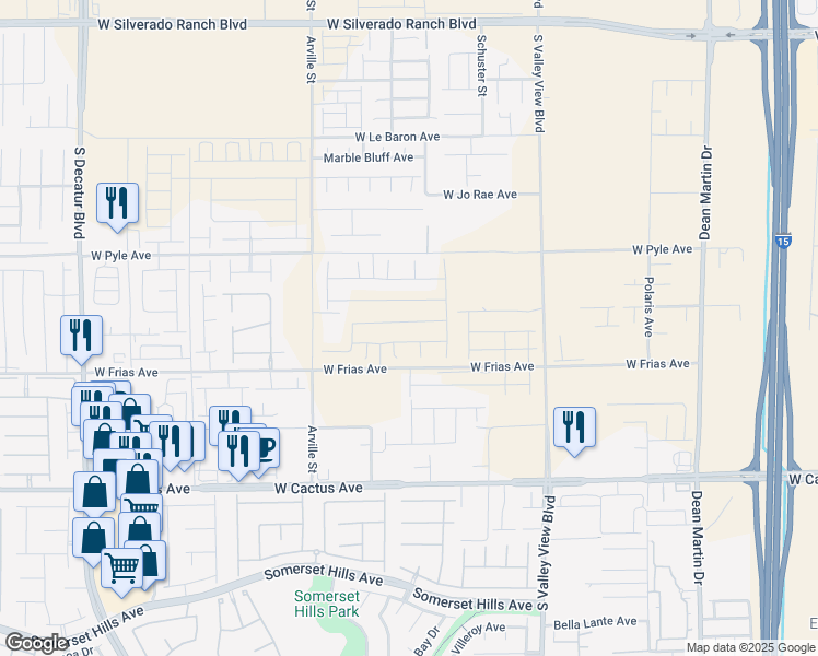 map of restaurants, bars, coffee shops, grocery stores, and more near 4143 Juniper Pear Avenue in Las Vegas