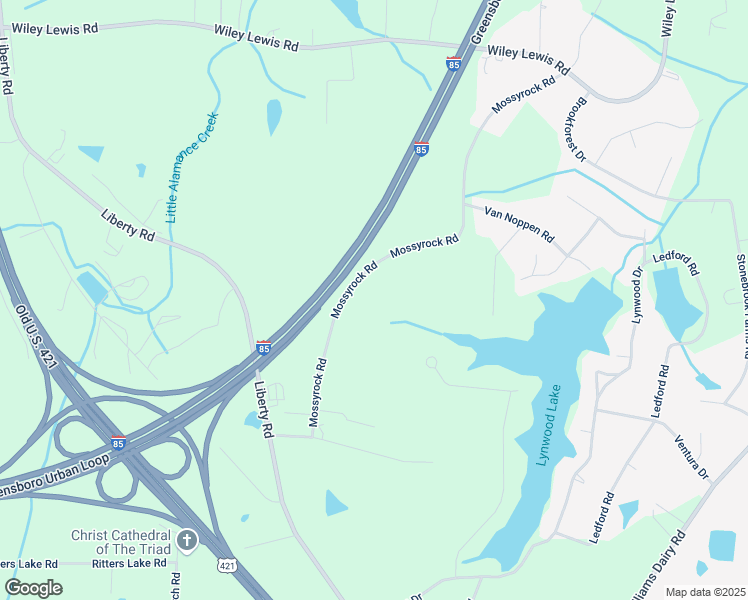 map of restaurants, bars, coffee shops, grocery stores, and more near 3929 Mossyrock Road in Greensboro