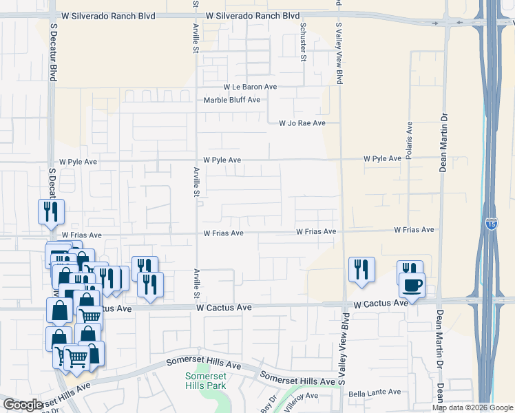 map of restaurants, bars, coffee shops, grocery stores, and more near 4143 Juniper Pear Avenue in Las Vegas