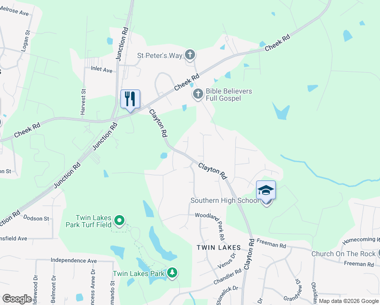 map of restaurants, bars, coffee shops, grocery stores, and more near 610 Pearl Knoll Circle in Durham