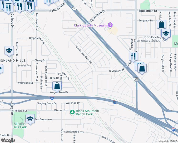 map of restaurants, bars, coffee shops, grocery stores, and more near 988 Buffalo River Avenue in Henderson
