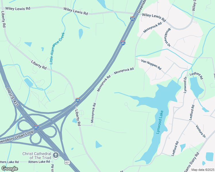 map of restaurants, bars, coffee shops, grocery stores, and more near 3929 Mossyrock Road in Greensboro