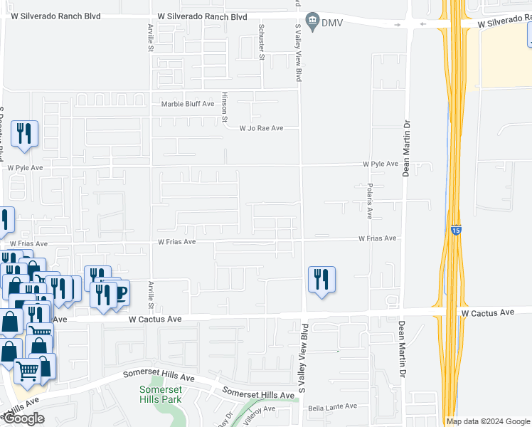 map of restaurants, bars, coffee shops, grocery stores, and more near 3936 Nivosus Avenue in Las Vegas