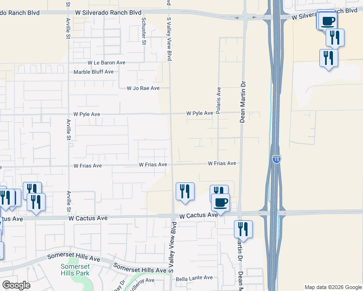 map of restaurants, bars, coffee shops, grocery stores, and more near 10226 Rosemont Hills Street in Enterprise