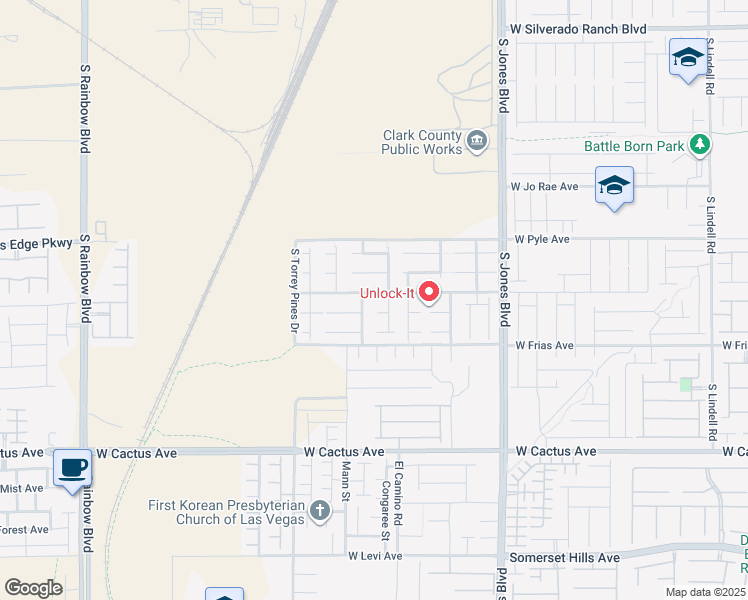 map of restaurants, bars, coffee shops, grocery stores, and more near 6341 West Haleh Avenue in Las Vegas