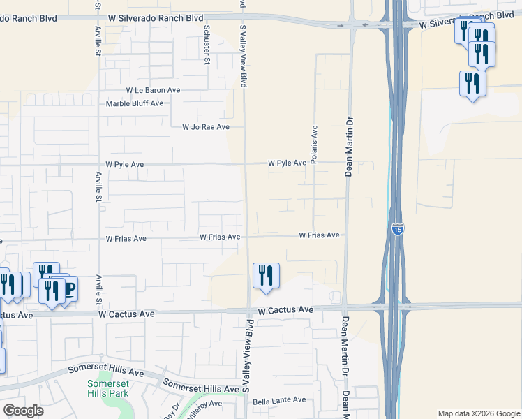 map of restaurants, bars, coffee shops, grocery stores, and more near 10226 Rosemont Hills Street in Enterprise