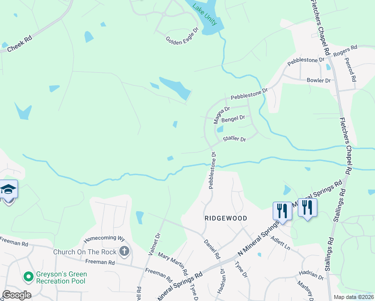 map of restaurants, bars, coffee shops, grocery stores, and more near 815 Statler Drive in Durham