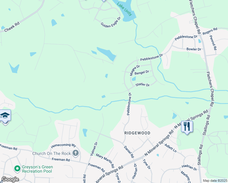 map of restaurants, bars, coffee shops, grocery stores, and more near 815 Statler Drive in Durham