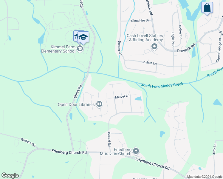 map of restaurants, bars, coffee shops, grocery stores, and more near 4620 Leprechaun Lane in Winston-Salem