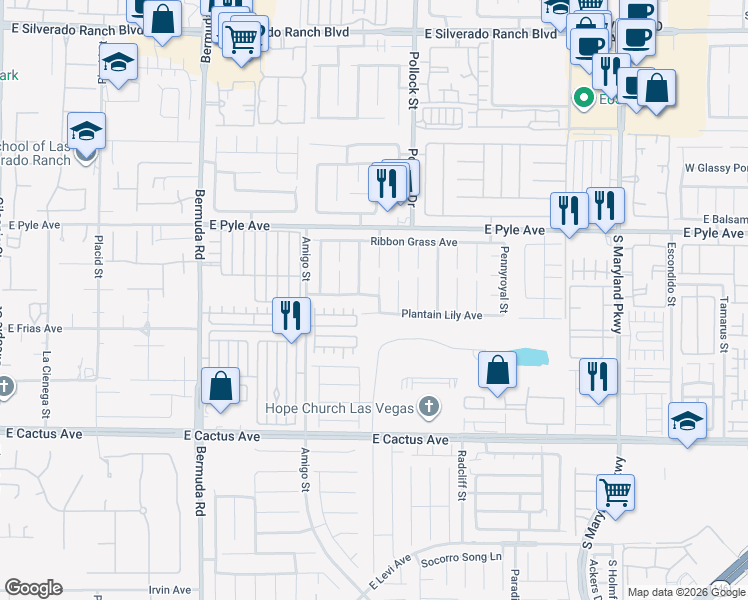 map of restaurants, bars, coffee shops, grocery stores, and more near 729 Persian Violet Avenue in Las Vegas