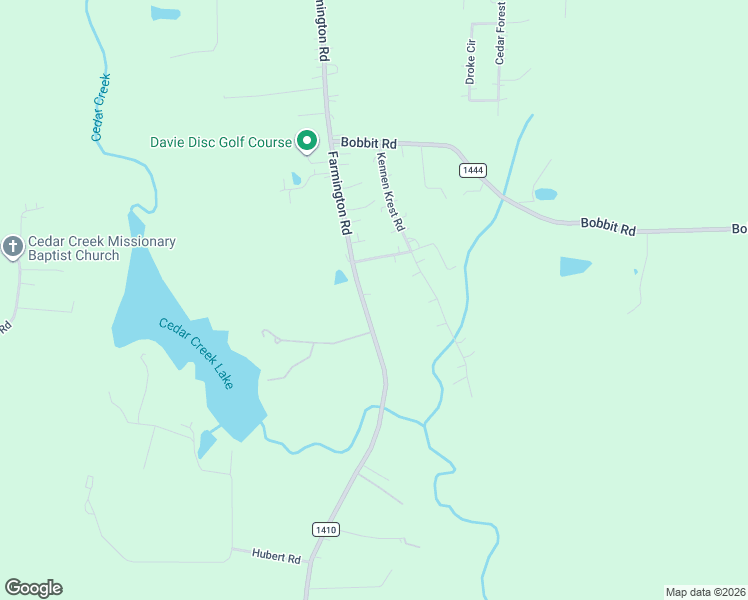 map of restaurants, bars, coffee shops, grocery stores, and more near 1597 Farmington Road in Mocksville