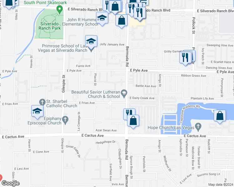 map of restaurants, bars, coffee shops, grocery stores, and more near 10246 Valaspen Street in Las Vegas