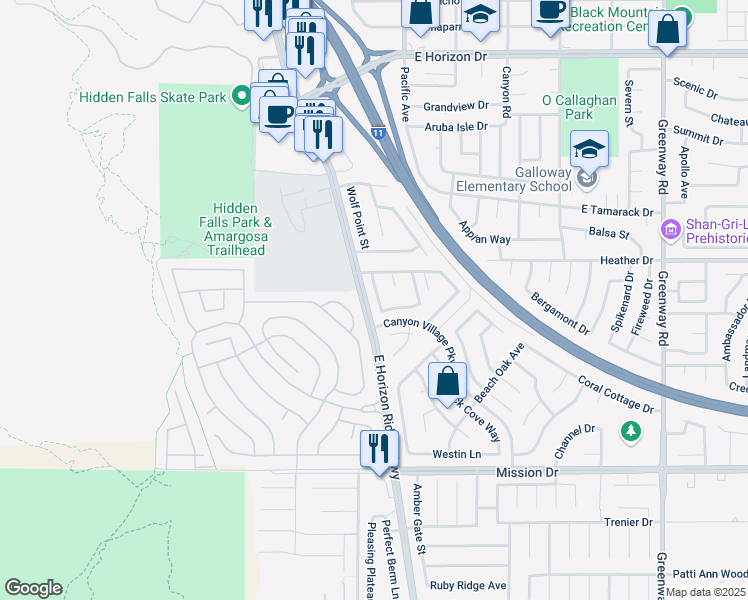 map of restaurants, bars, coffee shops, grocery stores, and more near 805 Pine Flower Court in Henderson