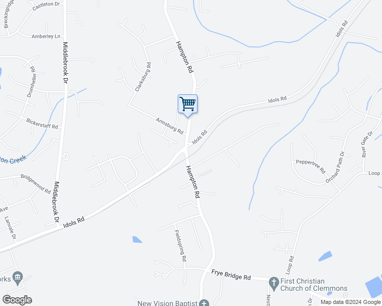 map of restaurants, bars, coffee shops, grocery stores, and more near 4497 State Road 3000 in Clemmons