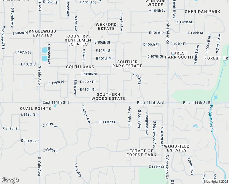 map of restaurants, bars, coffee shops, grocery stores, and more near 5723 East 110th Street in Tulsa