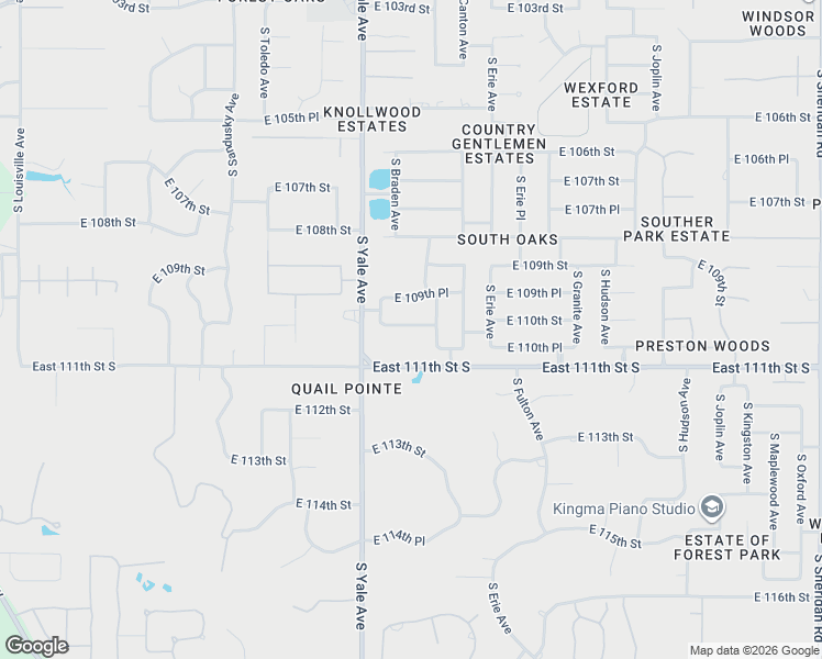 map of restaurants, bars, coffee shops, grocery stores, and more near 5015 East 110th Street in Tulsa