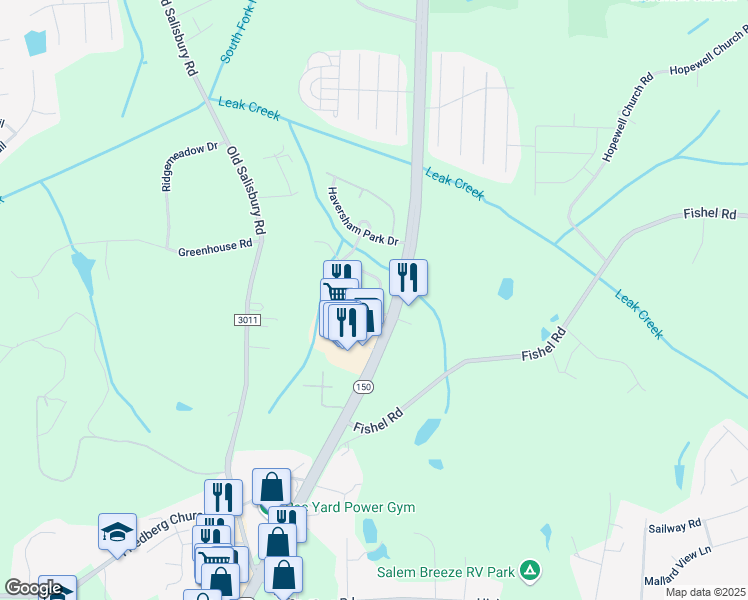 map of restaurants, bars, coffee shops, grocery stores, and more near 1740 Olivers Crossing Circle in Winston-Salem