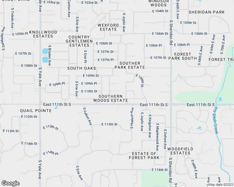 map of restaurants, bars, coffee shops, grocery stores, and more near 5723 East 110th Street in Tulsa