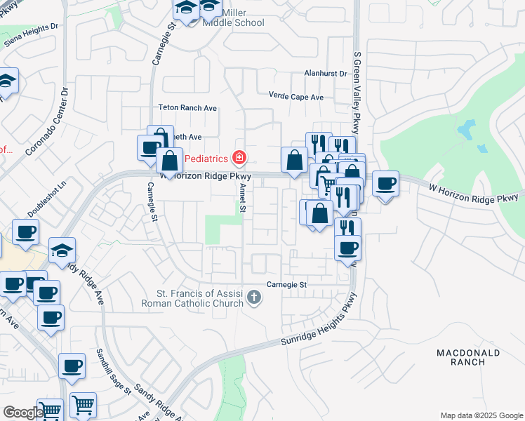 map of restaurants, bars, coffee shops, grocery stores, and more near in Henderson