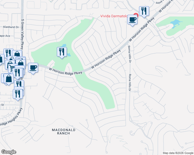 map of restaurants, bars, coffee shops, grocery stores, and more near 544 Mountain Links Drive in Henderson