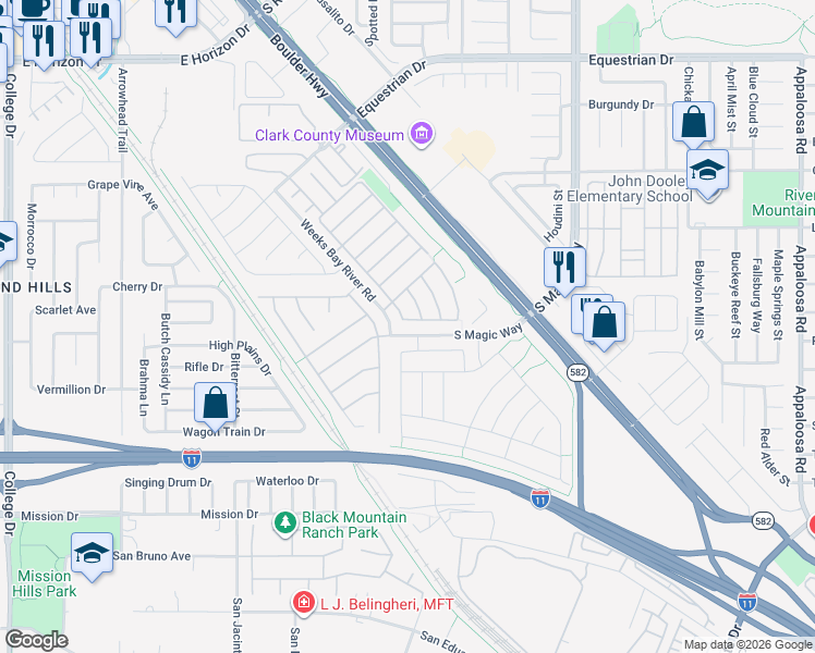 map of restaurants, bars, coffee shops, grocery stores, and more near 993 White Glacier Avenue in Henderson