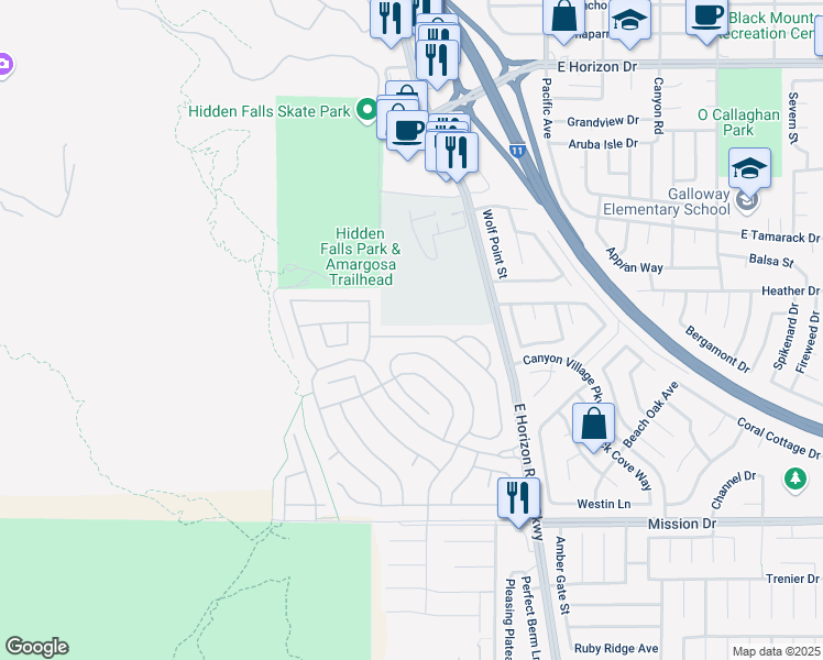 map of restaurants, bars, coffee shops, grocery stores, and more near 702 Descartes Avenue in Henderson