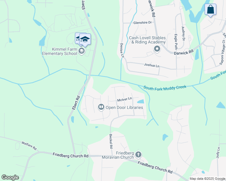 map of restaurants, bars, coffee shops, grocery stores, and more near 4610 Leprechaun Lane in Winston-Salem