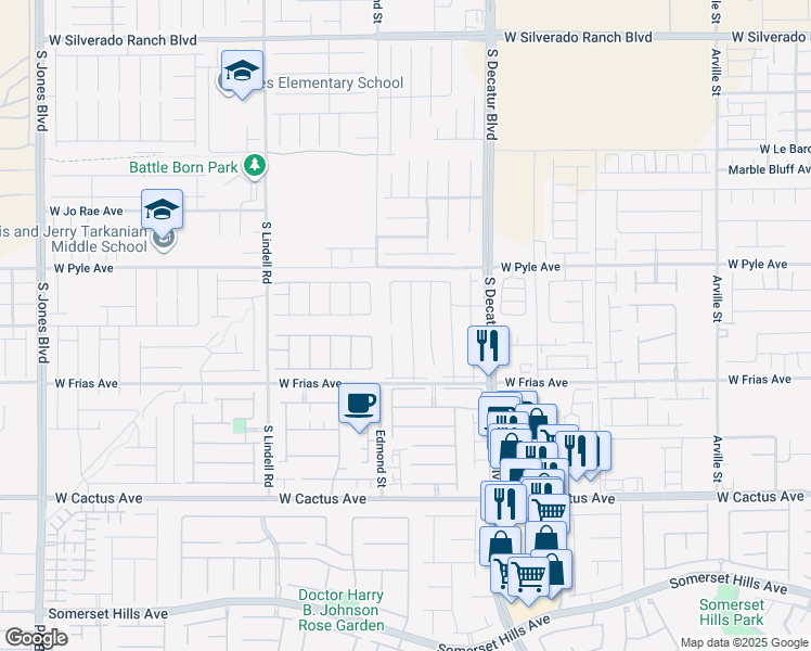 map of restaurants, bars, coffee shops, grocery stores, and more near 10207 Magnolia Creek Street in Las Vegas