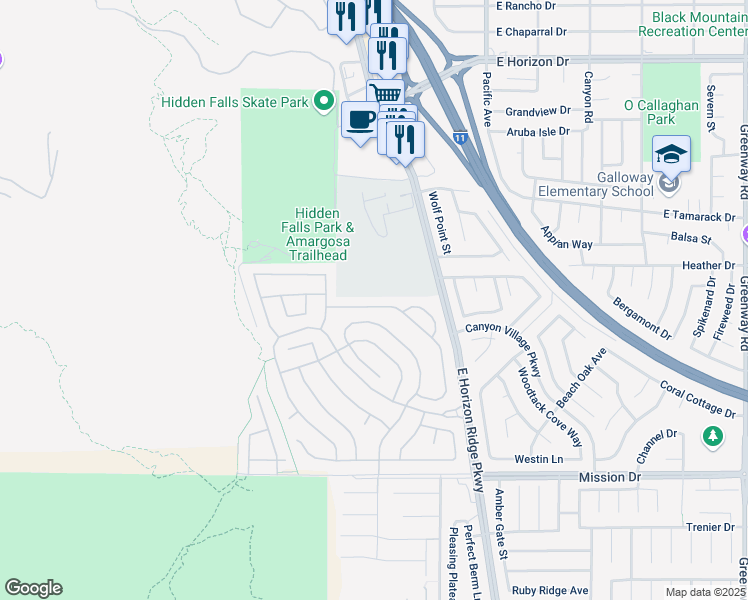 map of restaurants, bars, coffee shops, grocery stores, and more near 702 Descartes Avenue in Henderson