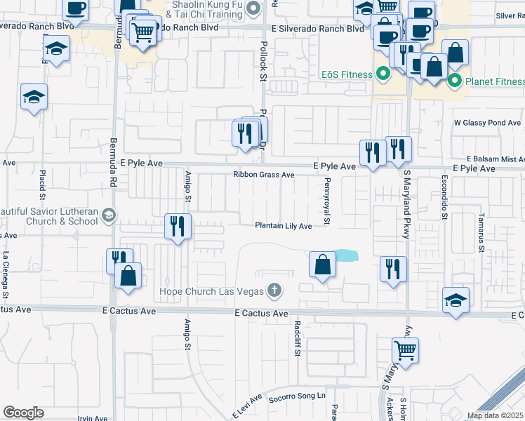 map of restaurants, bars, coffee shops, grocery stores, and more near 10208 Grecian Laurel Court in Las Vegas