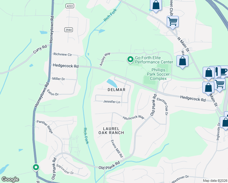 map of restaurants, bars, coffee shops, grocery stores, and more near 6450 Fishing Pond Court in High Point