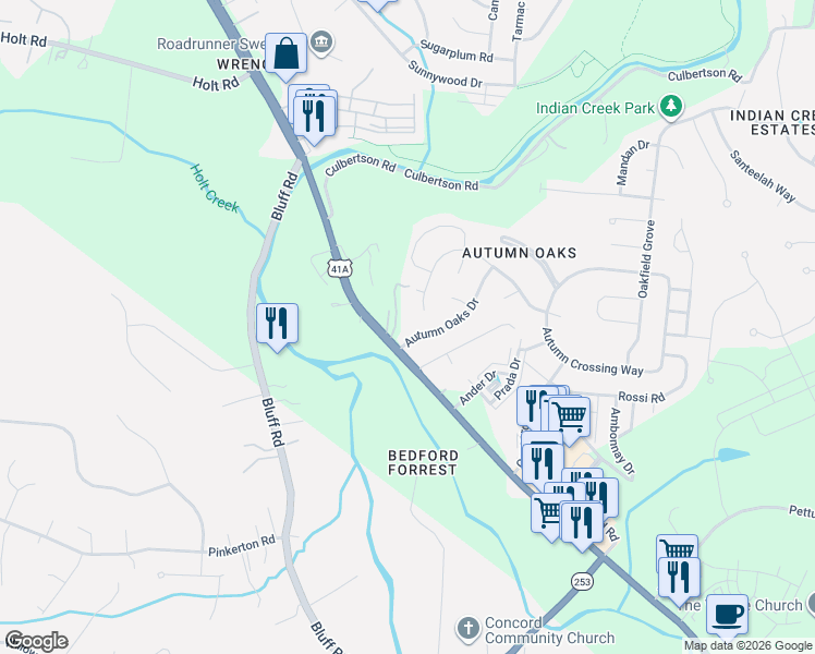 map of restaurants, bars, coffee shops, grocery stores, and more near 6964 Scarlet Ridge Drive in Brentwood