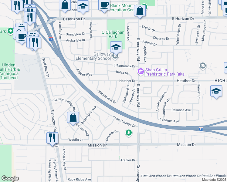 map of restaurants, bars, coffee shops, grocery stores, and more near 809 Crabapple Drive in Henderson