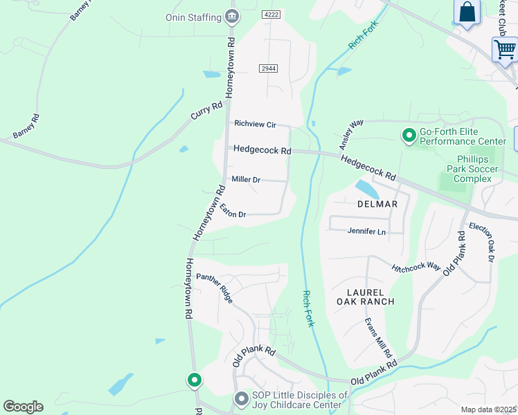 map of restaurants, bars, coffee shops, grocery stores, and more near 295 Eaton Drive in High Point