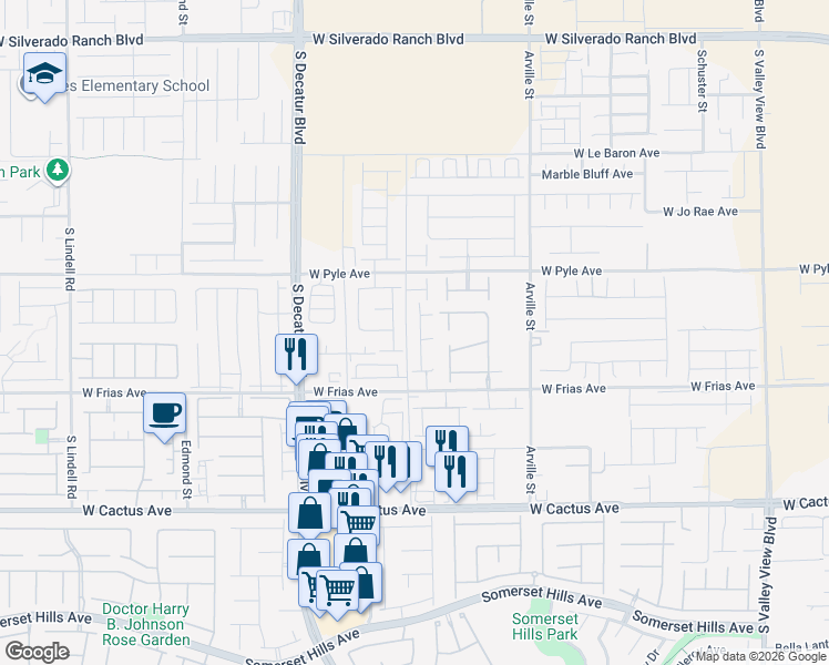 map of restaurants, bars, coffee shops, grocery stores, and more near 4578 Donald Creek Avenue in Las Vegas
