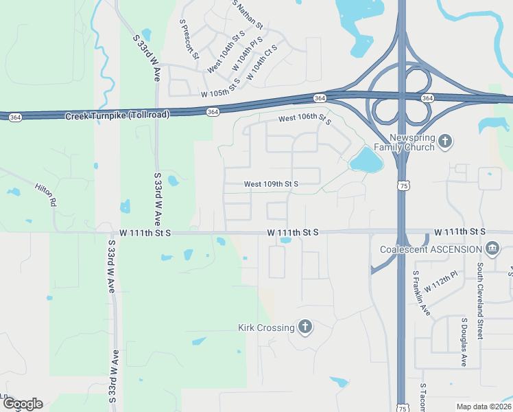 map of restaurants, bars, coffee shops, grocery stores, and more near 11003 South Nathan Street in Jenks