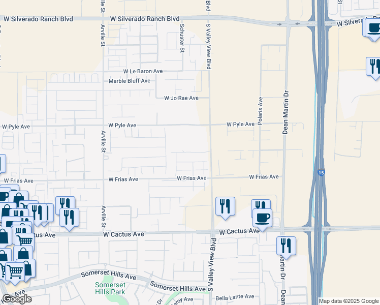 map of restaurants, bars, coffee shops, grocery stores, and more near 10220 Schuster Street in Las Vegas