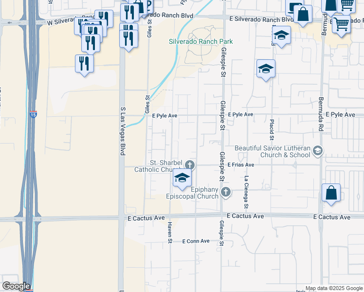 map of restaurants, bars, coffee shops, grocery stores, and more near in Las Vegas