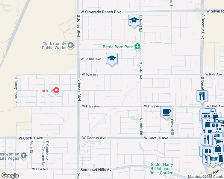map of restaurants, bars, coffee shops, grocery stores, and more near 10186 Lawton Ridge Court in Las Vegas