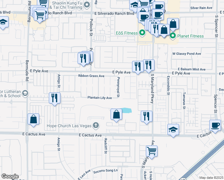 map of restaurants, bars, coffee shops, grocery stores, and more near 10200 Moth Orchid Court in Las Vegas