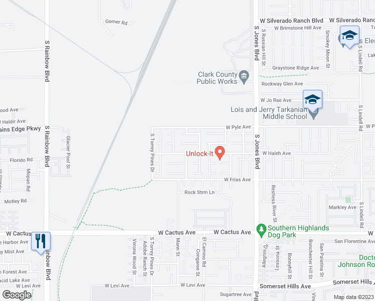 map of restaurants, bars, coffee shops, grocery stores, and more near 6358 West Haleh Avenue in Las Vegas