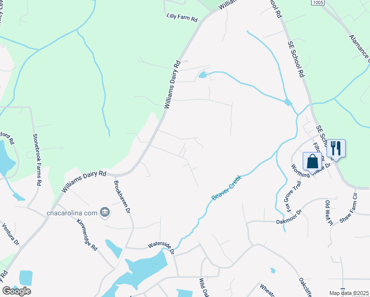 map of restaurants, bars, coffee shops, grocery stores, and more near 3917 Manila Road in Greensboro