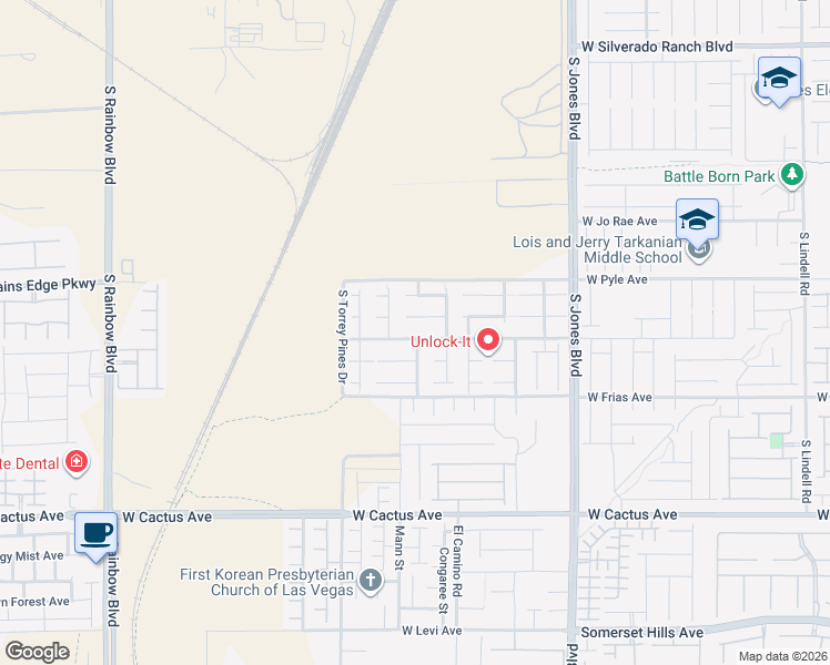 map of restaurants, bars, coffee shops, grocery stores, and more near 6370 West Haleh Avenue in Las Vegas