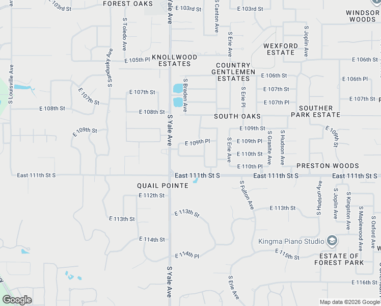 map of restaurants, bars, coffee shops, grocery stores, and more near 5015 East 110th Street in Tulsa